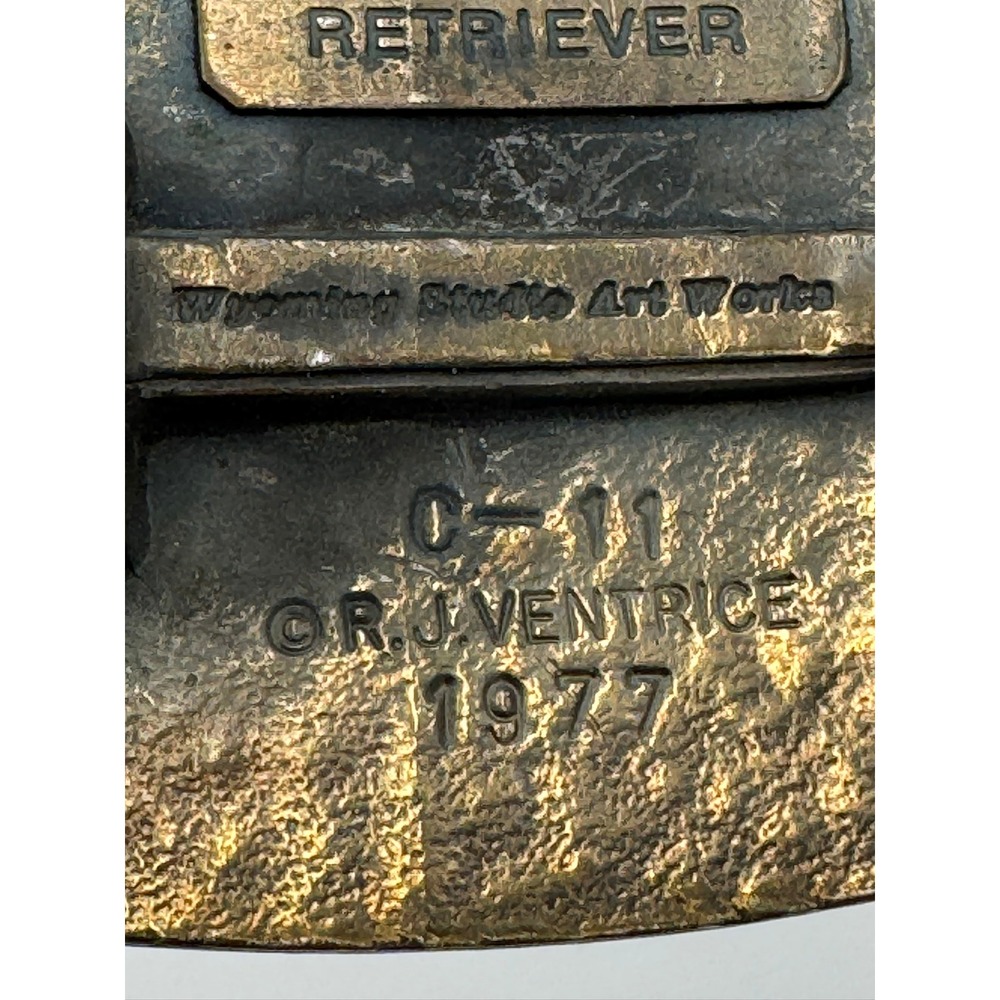 Vintage 1977 Wyoming Studio Art Works Labrador Retriever Belt Buckle RJ Ventrice - Picture 8 of 15
